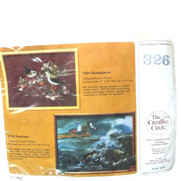 The Creative Circle SANDPIPERS 0326 Embroidery Kit Vintage 1983 New Old Stock - Picture 1 of 8